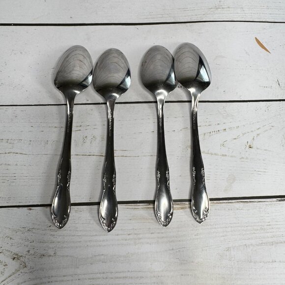 Oneida Mansfield Teaspoon Stainless Silverware Lot of 4 Replacement Floral 6" - Picture 4 of 9